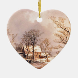 Feiertags-Pferdeland-Winter-Schicksals-Ranch Keramikornament