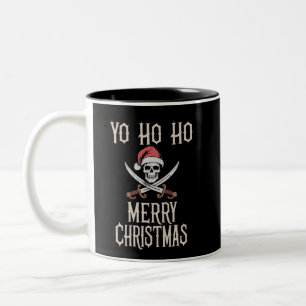 Feiertags-Pirat Yo Ho Ho Weihnachten Santa Bootfah Zweifarbige Tasse