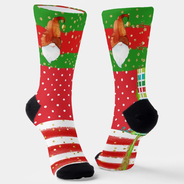 Feiertags-Punkte, Streifen und Gnome Socken (Von Creator hochgeladen)