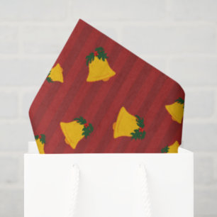 Feiertags-Rot-Gold-Streifen-Glocken Weihnachten Seidenpapier
