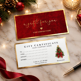 Feiertags-Rot und Gold-Logo-Geschenkgutschein