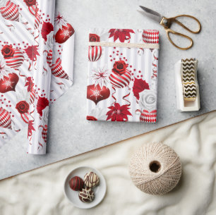 Feiertags Rot und Weiß Winter Pfefferminz Weihnach Geschenkpapier