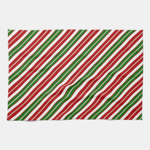 Feiertags-Rot, Weiß und Grün Weihnachtsstreifen Geschirrtuch