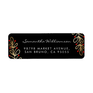 Feiertags-rote Beeren-u. GoldBlätter-Adresse
