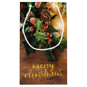 Feiertags-Rustikal-Mistelzweig,Lichterkette,Holz Kleine Geschenktüte