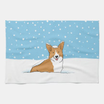 Feiertags-Schnee-Hund Pembroke-Walisercorgi-|