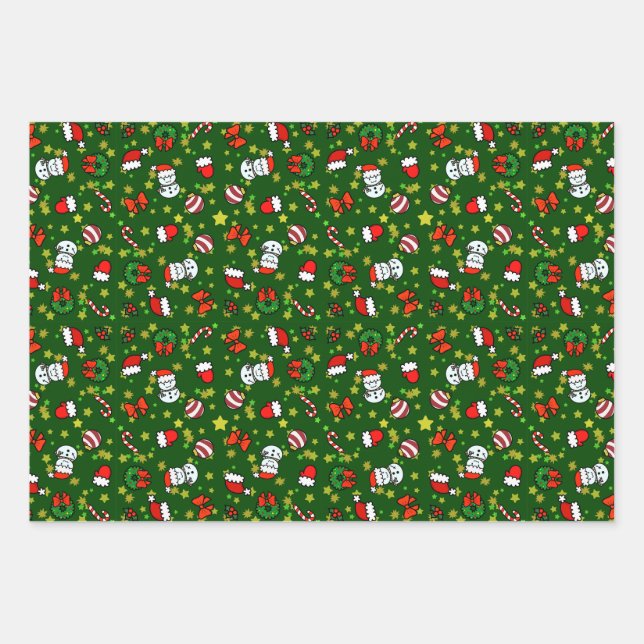 Feiertags-Schneemann Geschenkpapier Set (Vorderseite 2)