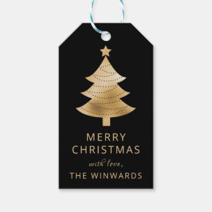 Feiertags-Schwarz-Goldfolie-Weihnachtsbaum Geschenkanhänger