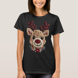 Feiertags-Spaß - Rotnasen-Rentier-Faux-Yarn T-Shirt