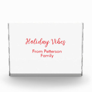 Feiertags Stimmung rotes Weihnachten Familie Name Fotoblock