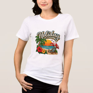 Feiertags-Strand-T-Shirt, Tropisches Urlaubsshirt  Tri-Blend Shirt