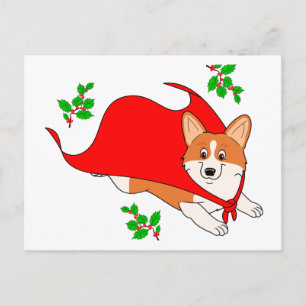 Feiertags-Super-Corgi mit Umhang Feiertagspostkarte