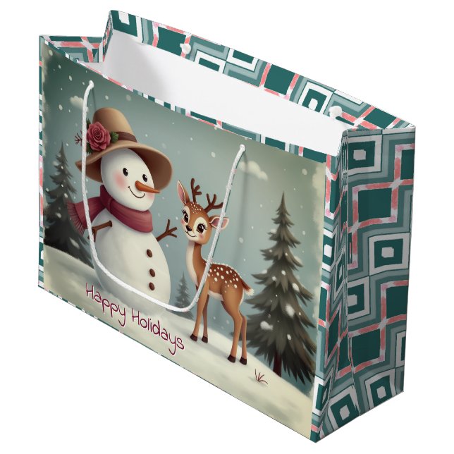 Feiertags-Themenpapier Große Geschenktüte (Vorderseite Schrägansicht)