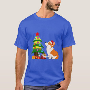 Feiertags-Walisercorgi-Cartoon mit Baum T-Shirt