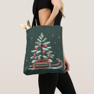 Feiertags-Weihnachtsbaum-Schlitten Winter-Feiertag