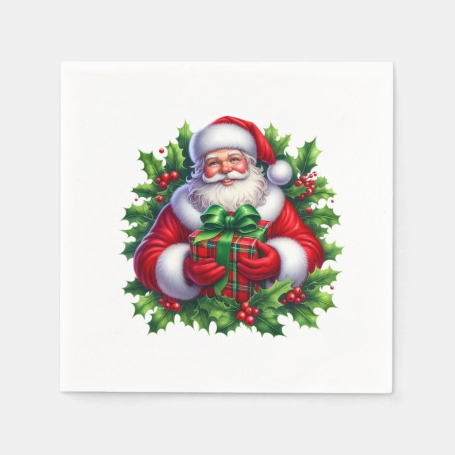 Feiertags-Weihnachtsmann-Papier Servietten  (Vorderseite)