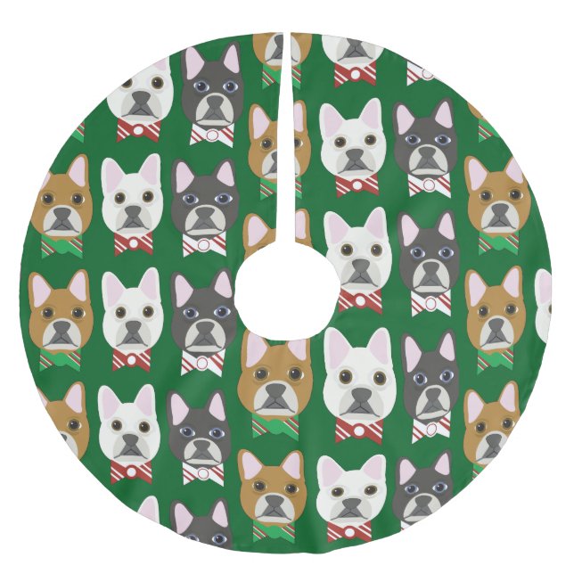Feiertags-Welpen Grün Polyester Weihnachtsbaumdecke (Vorderseite)