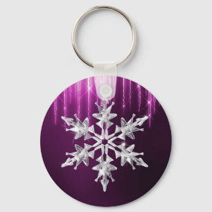 Feiertags Winter Glas Weihnachten Schneeflocke Schlüsselanhänger