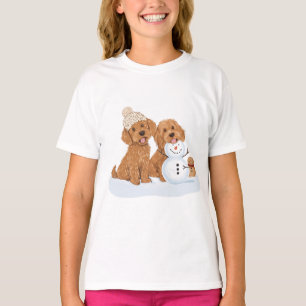 Feiertags-Winter-Goldendoodle-Hund-Schneemann T-Shirt