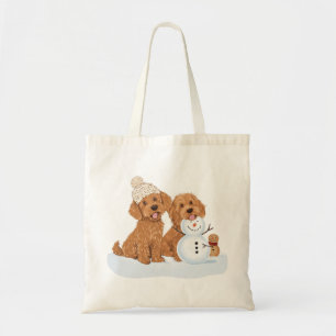 Feiertags-Winter-Goldendoodle-Hund-Schneemann Tragetasche