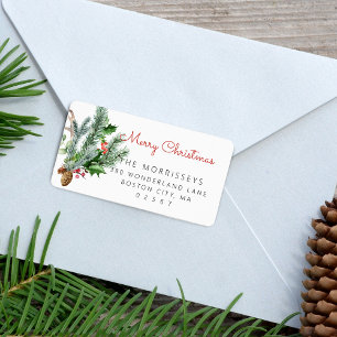 Feiertags‑Wintergrün Adressaufkleber