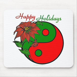 Feiertags Yin Yang Poinsettie Grün Rot Mousepad