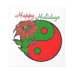 Feiertags Yin Yang Poinsettie Grün Rot Notizblock