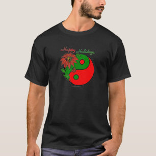Feiertags Yin Yang Poinsettie Grün Rot T-Shirt