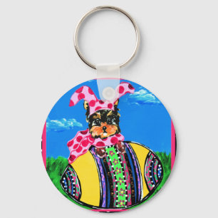 Feiertags-Yorkie-Poos Schlüsselanhänger