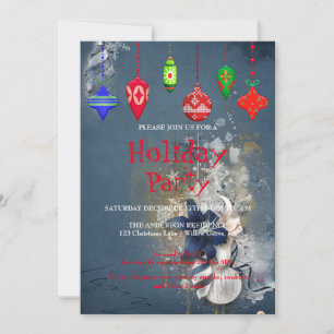 Feiertagseinladung mit Weihnachtsdekorationen Einladung