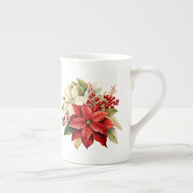 Feiertagsflorales Design Prozellantasse (Rechts)