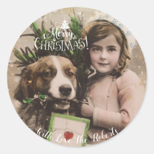 Feiertagsgeschenkumbauten der frohen Weihnachten Runder Aufkleber