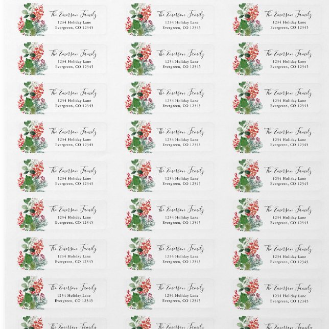 Feiertagsgrün-Rücksendeadresse (Christmas Holiday Greenery Personalized Return Address Label by Painted Paperie
)