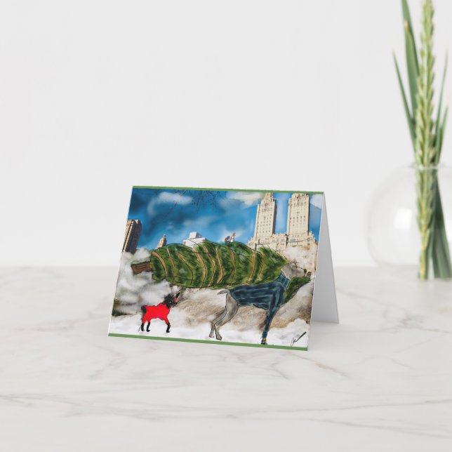 Feiertagsgrußkartenhunde erhalten einen feiertagskarte (Vorderseite)