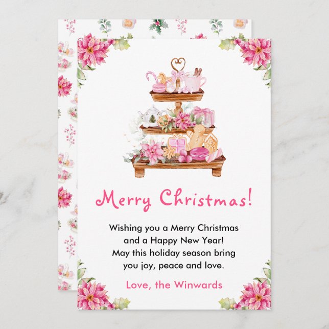 Feiertagskekse und Kakao Pink Frohe Weihnachten (Vorne/Hinten)