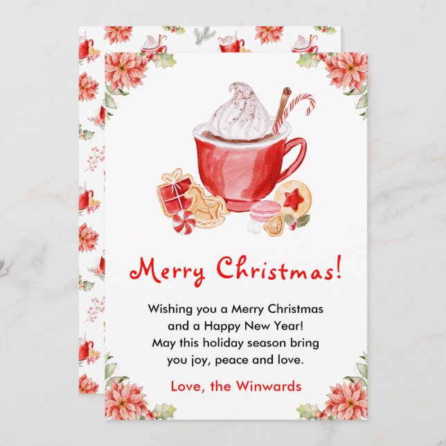 Feiertagskekse und Kakaorot Frohe Weihnachten (Vorne/Hinten)