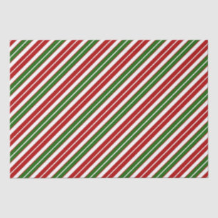 Feiertagsrot, Weiß und Grün Weihnachtsstreifen Seidenpapier
