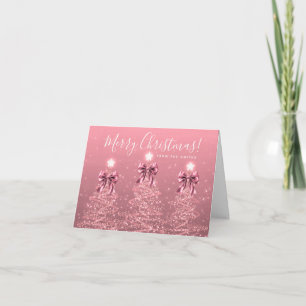 Feiertagsröte Pink Weihnachtsbäume Gruß  Feiertagskarte