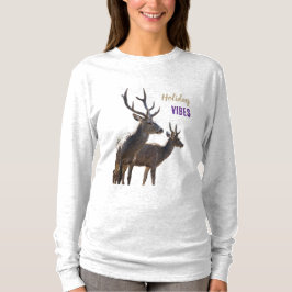 Feiertagsstimmung Hirsche Langarm Oberteil T-Shirt