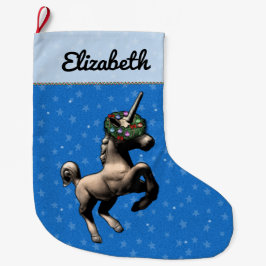 "Feiertagunicorn-" WeihnachtsStrumpf (blau) Großer Weihnachtsstrumpf