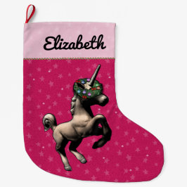"Feiertagunicorn-" WeihnachtsStrumpf (Rosa) Großer Weihnachtsstrumpf