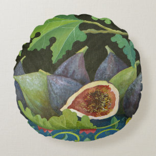 Feigen auf Schwarzem 2014 Rundes Kissen