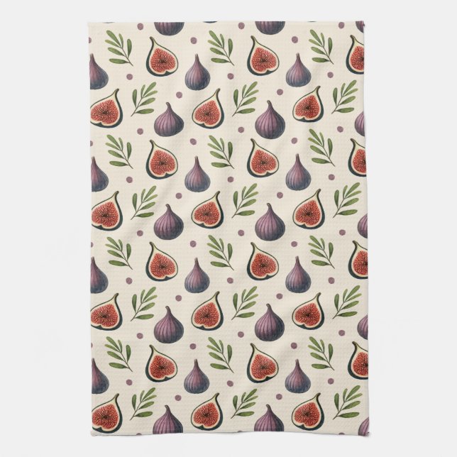Feigen- Blätter- Muster Geschirrtuch (Vertikal)