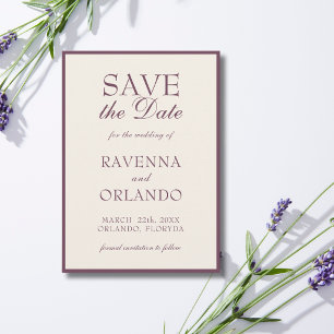 Feigen-Creme Old Money Elegante Glam-Hochzeit Save The Date
