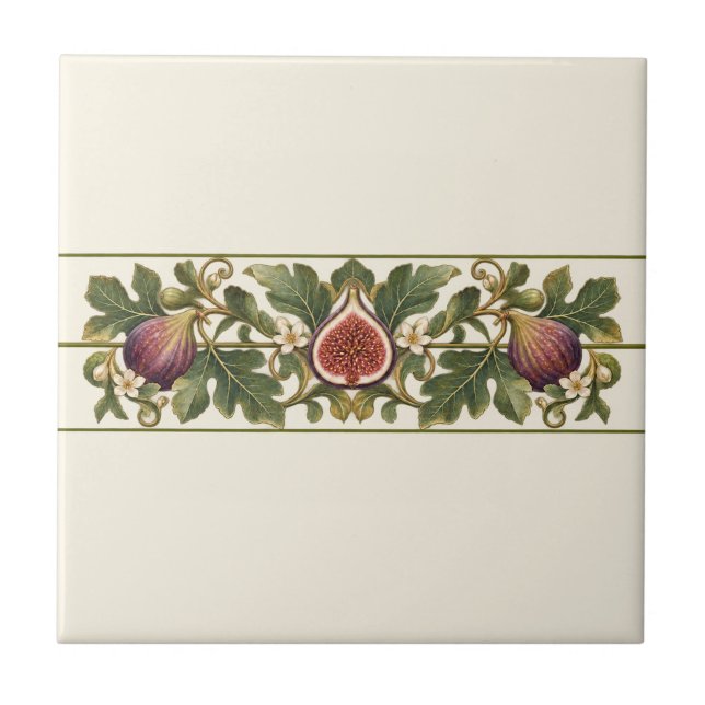 Feigenblatt-Rollen Hintergrund Fries Fliese (Original Fig Leaf Scroll design on a warm ivory background.)