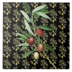 Feigenblatt und Olivenzweig Botanisch Schwarz Rust Fliese