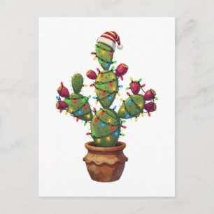 Feigenkaktus mit hellen farbenfrohen Weihnachten Postkarte