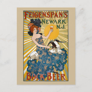 Feigenspans Bock Beer Vintage Poster der 1890er Ja Postkarte