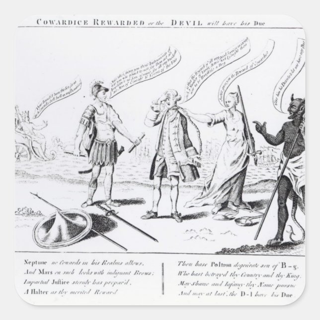 Feigheit belohnt oder der Teufel wird seinen Quadratischer Aufkleber (Vorderseite)