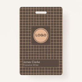 Fein braunes, cremefarbenes Muster mit Logo Ausweis